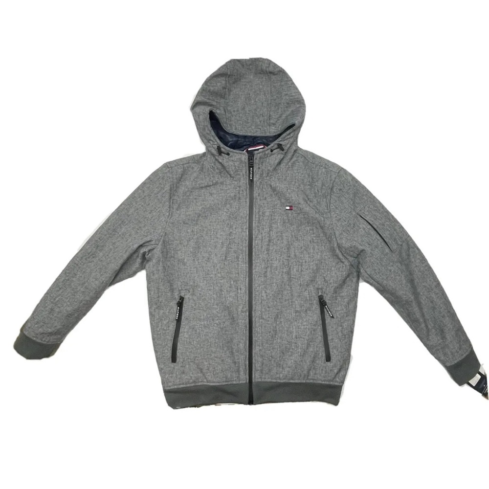 TOMMY HILFIGER Water/Wind Resistant 3 Layer Fabric Jacket Gray Size M New NWT